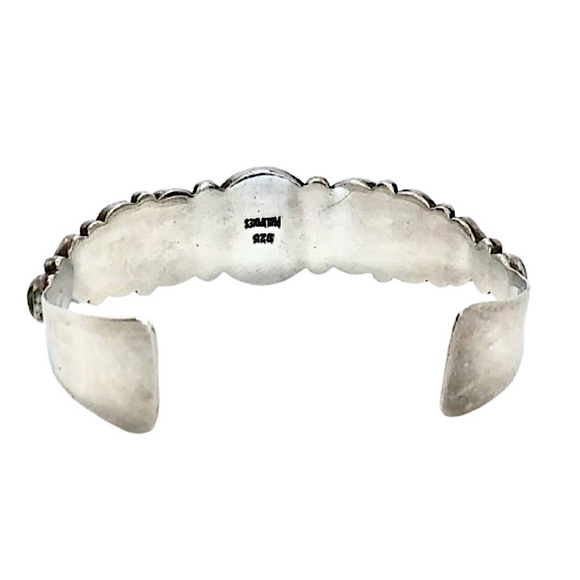 Green Turquoise Cabochon Sterling Silver Cuff  7 inches Philippines - Picture 4 of 7